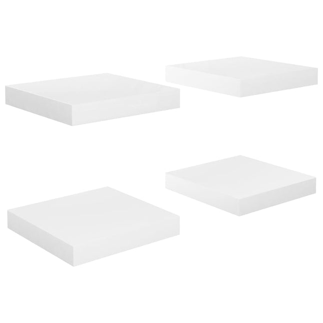 væghylder 4 stk. 23x23,5x3,8 cm MDF hvid højglans