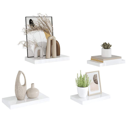 væghylder 4 stk. 40x23,5x3,8 cm MDF hvid højglans