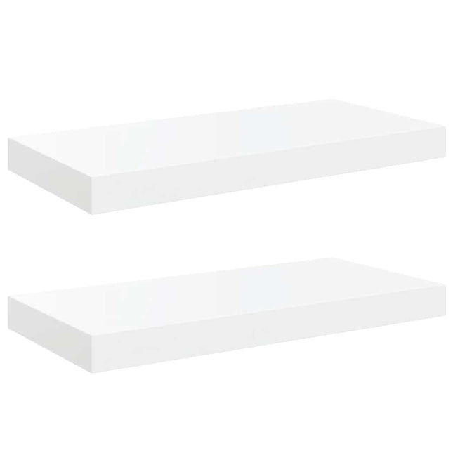 væghylder 2 stk. 50x23,5x3,8 cm MDF hvid højglans