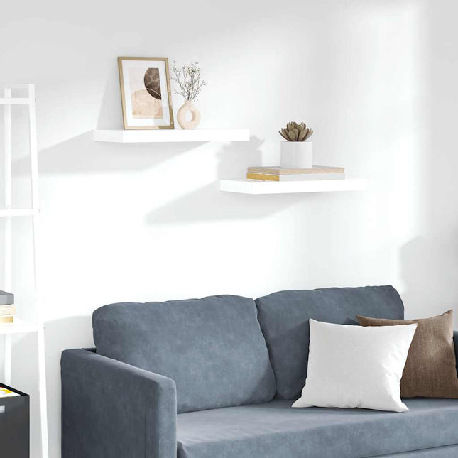 væghylder 2 stk. 50x23,5x3,8 cm MDF hvid højglans