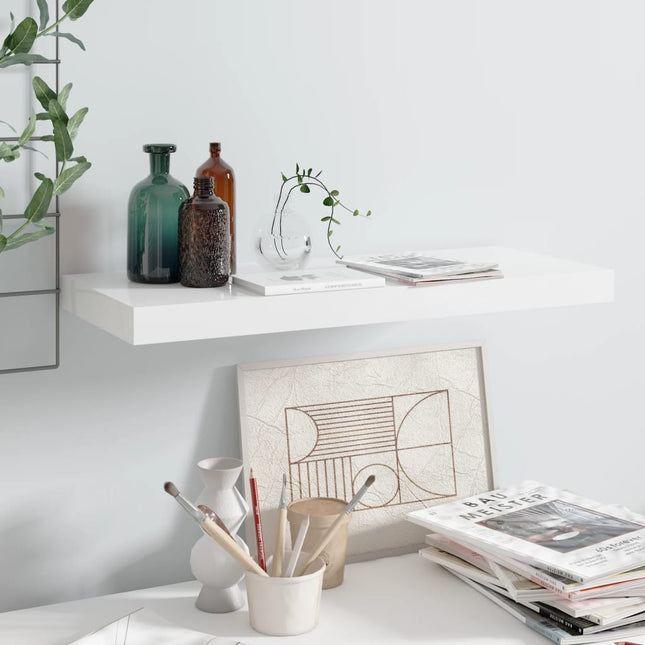 væghylde 60x23,5x3,8 cm MDF hvid højglans