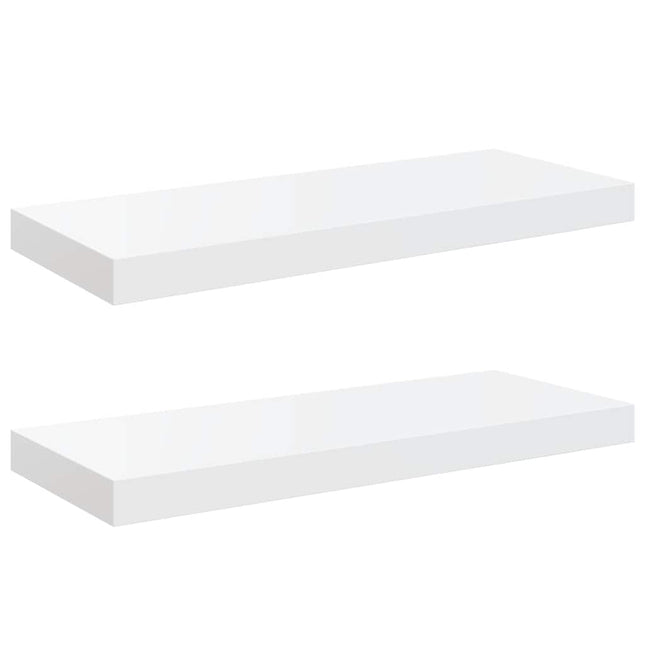 væghylder 2 stk. 60x23,5x3,8 cm MDF hvid højglans
