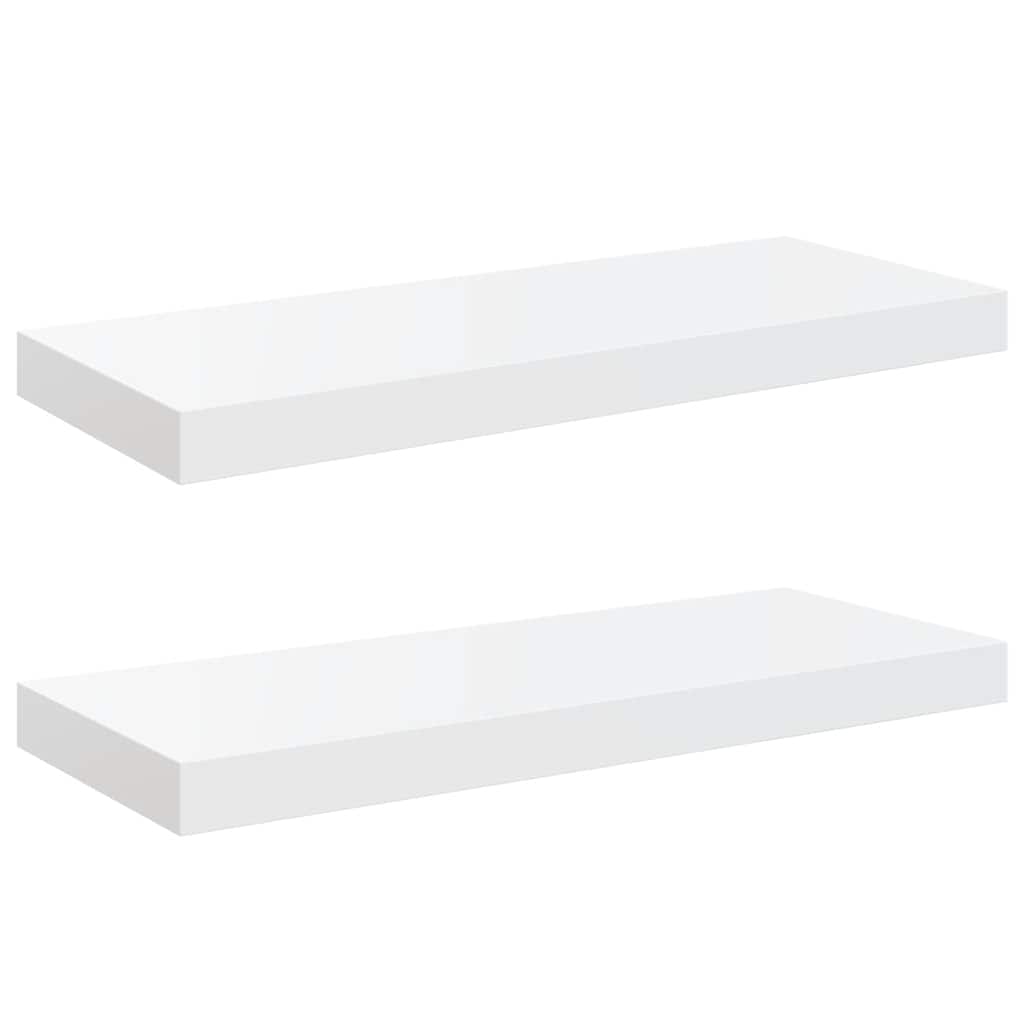 væghylder 2 stk. 60x23,5x3,8 cm MDF hvid højglans
