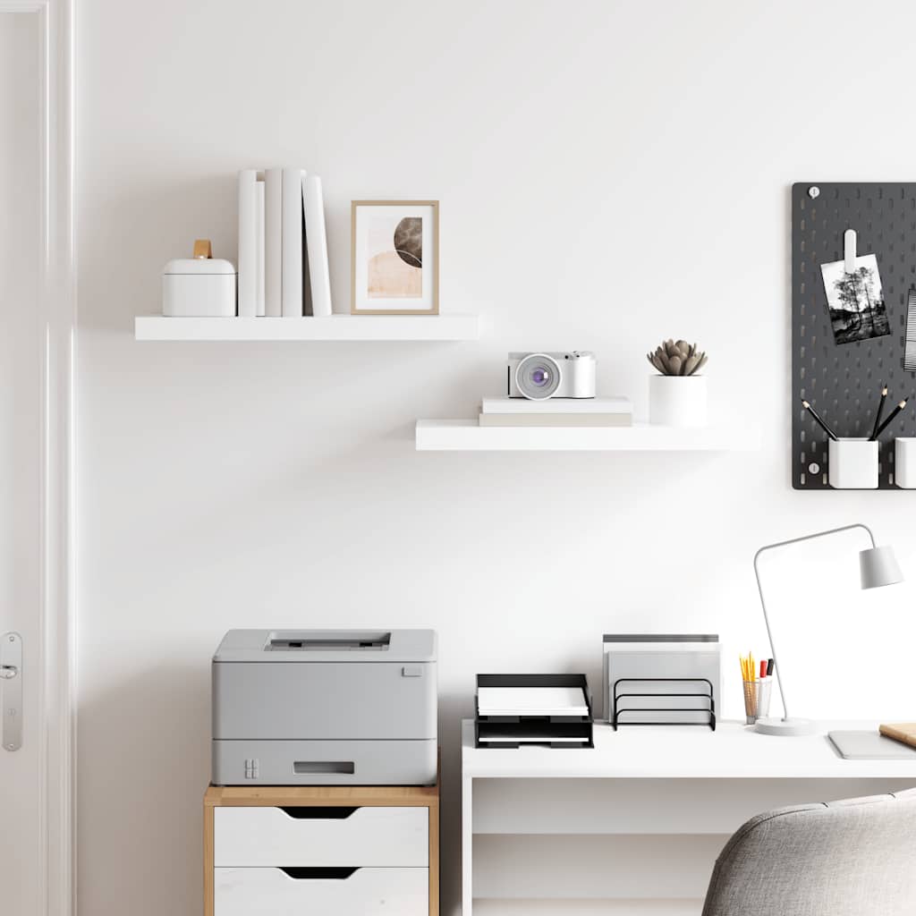 væghylder 2 stk. 60x23,5x3,8 cm MDF hvid højglans