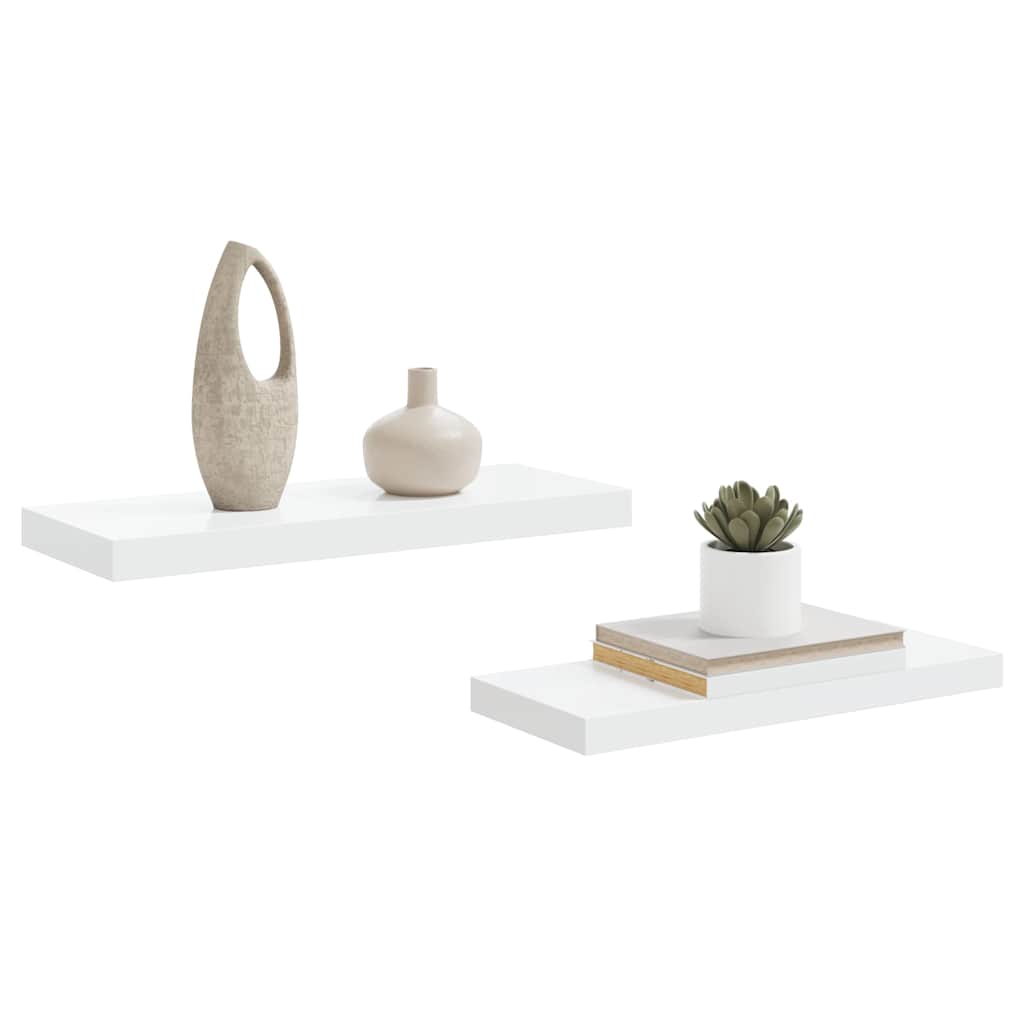 væghylder 2 stk. 60x23,5x3,8 cm MDF hvid højglans