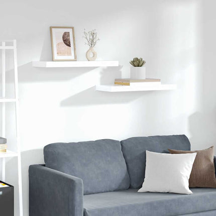væghylder 2 stk. 60x23,5x3,8 cm MDF hvid højglans