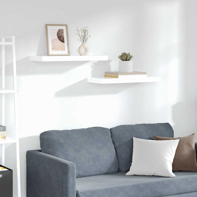 væghylder 2 stk. 60x23,5x3,8 cm MDF hvid højglans