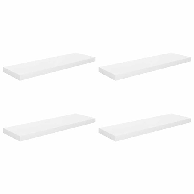 væghylder 4 stk. 80x23,5x3,8 cm MDF hvid højglans