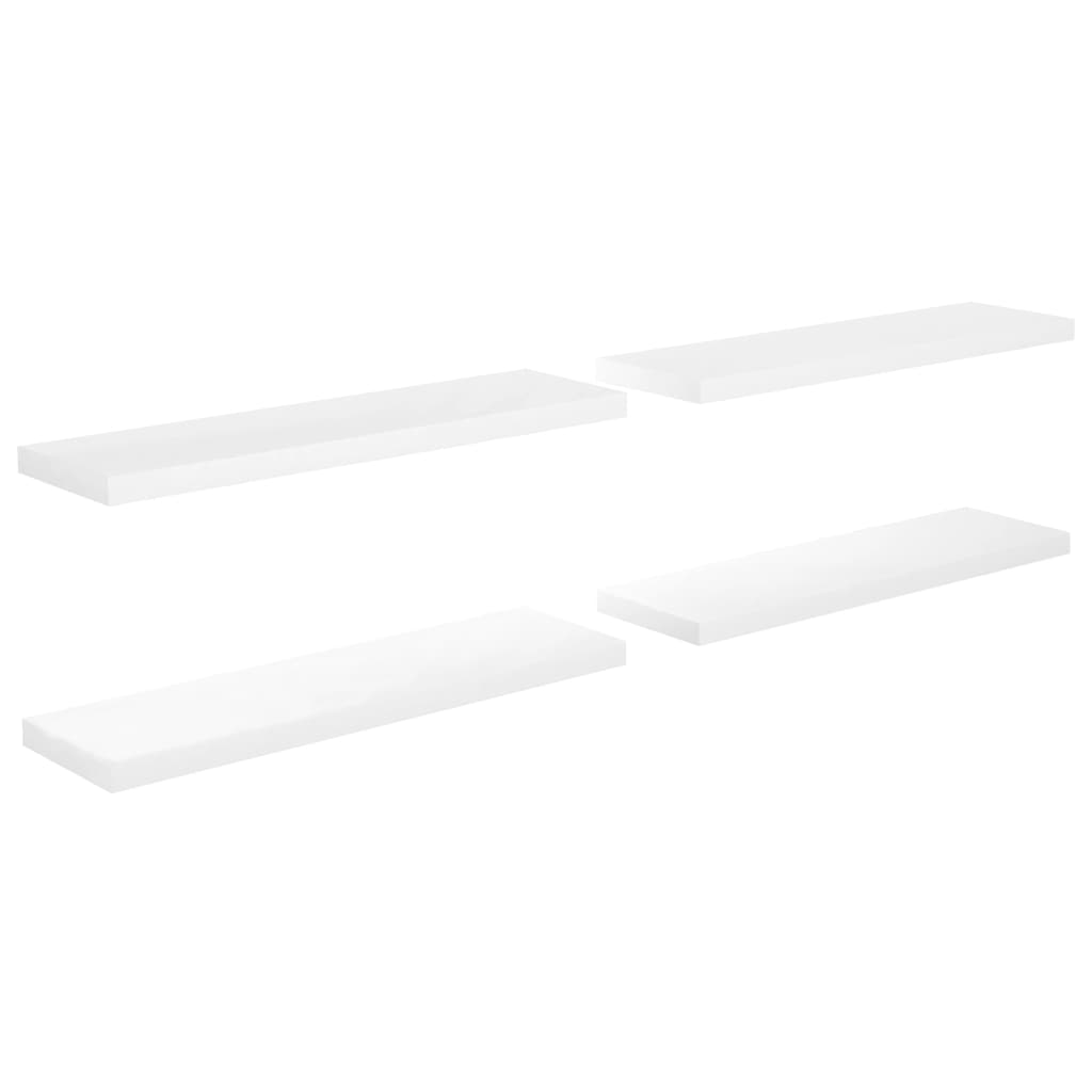 væghylder 4 stk. 90x23,5x3,8 cm MDF hvid højglans