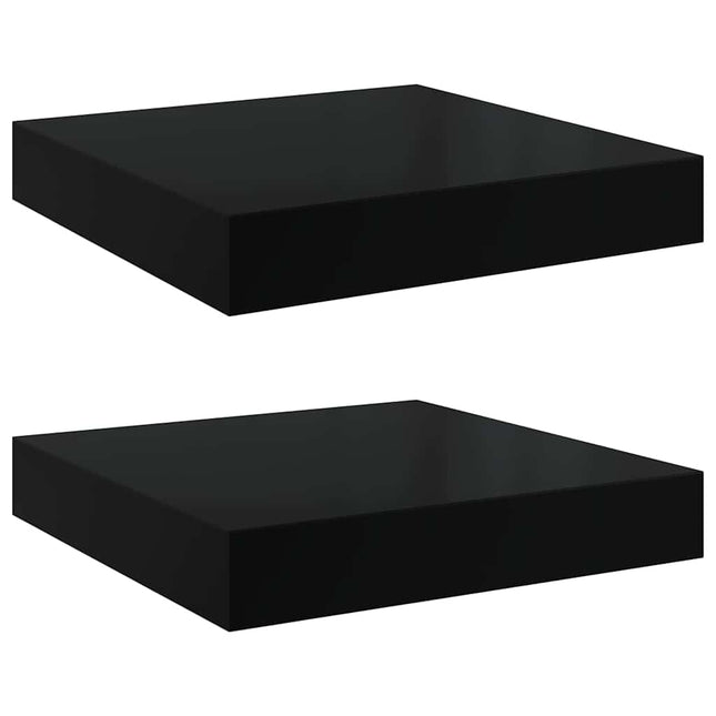 væghylder 2 stk. 23x23,5x3,8 cm MDF sort højglans