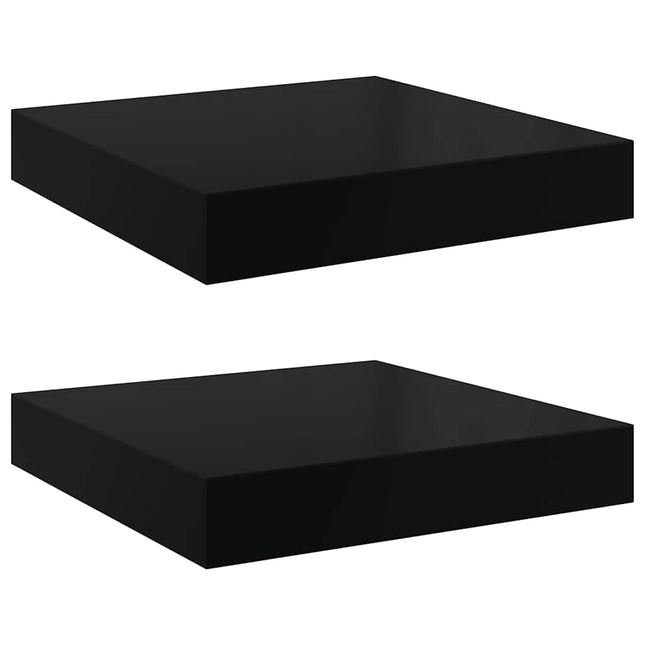 væghylder 2 stk. 23x23,5x3,8 cm MDF sort højglans