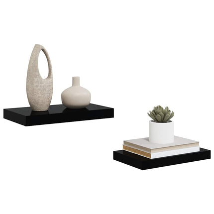væghylder 2 stk. 40x23,5x3,8 cm MDF sort højglans