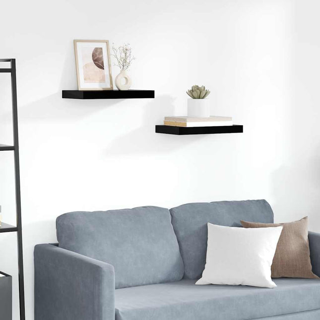 væghylder 2 stk. 40x23,5x3,8 cm MDF sort højglans