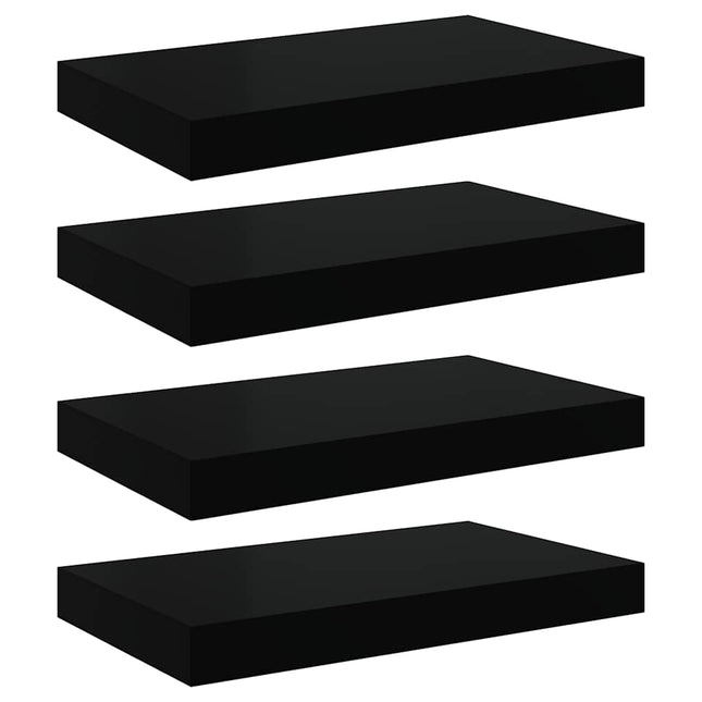 væghylder 4 stk. 40x23,5x3,8 cm MDF sort højglans