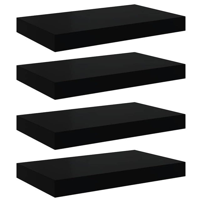 væghylder 4 stk. 40x23x3,8 cm MDF sort højglans