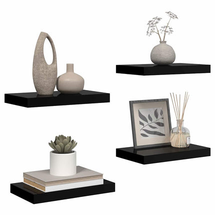 væghylder 4 stk. 40x23,5x3,8 cm MDF sort højglans