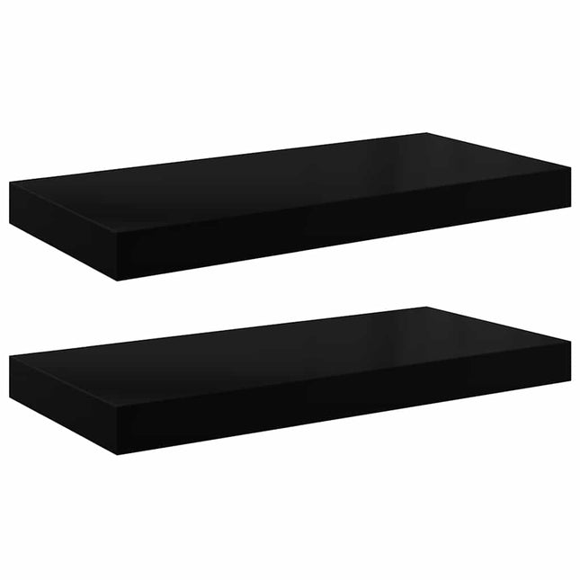 væghylder 2 stk. 50x23x3,8 cm MDF sort højglans