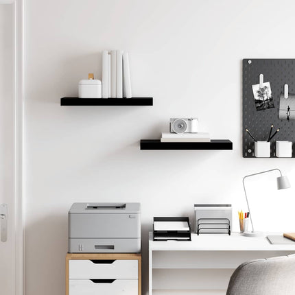 væghylder 2 stk. 50x23,5x3,8 cm MDF sort højglans