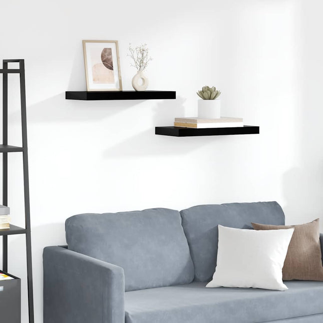 væghylder 2 stk. 50x23x3,8 cm MDF sort højglans