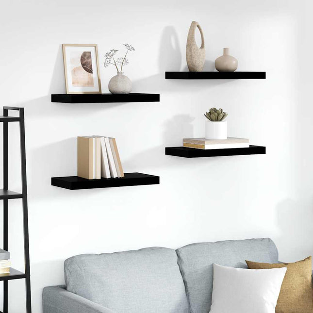 væghylder 4 stk. 50x23,5x3,8 cm MDF sort højglans