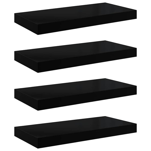 væghylder 4 stk. 50x23,5x3,8 cm MDF sort højglans