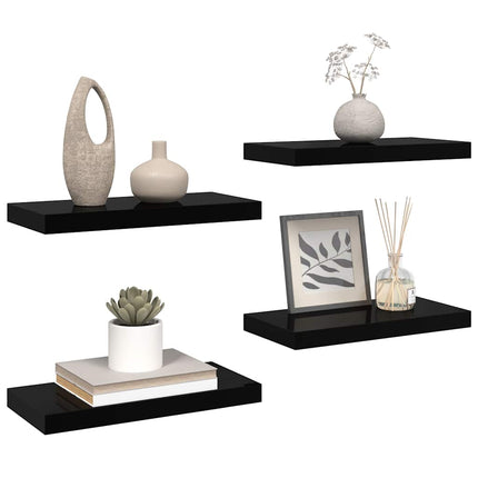 væghylder 4 stk. 50x23,5x3,8 cm MDF sort højglans