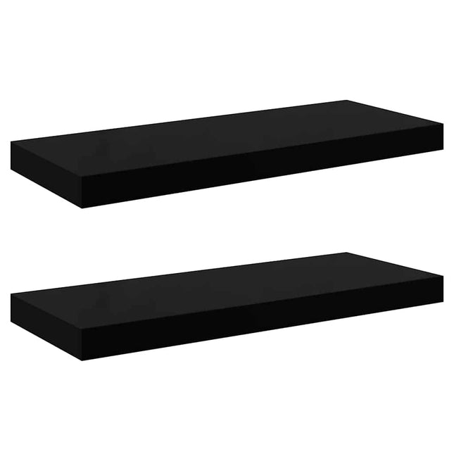 væghylder 2 stk. 60x23,5x3,8 cm MDF sort højglans
