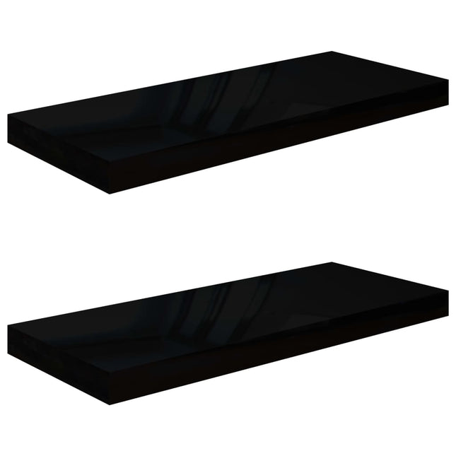 væghylder 2 stk. 60x23,5x3,8 cm MDF sort højglans