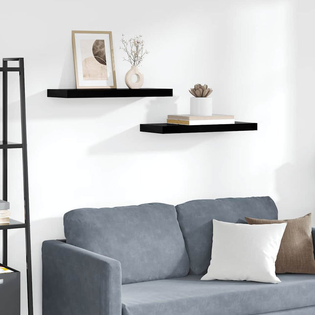 væghylder 2 stk. 60x23,5x3,8 cm MDF sort højglans