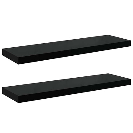 væghylder 2 stk. 80x23,5x3,8 cm MDF sort højglans