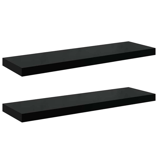 væghylder 2 stk. 80x23,5x3,8 cm MDF sort højglans