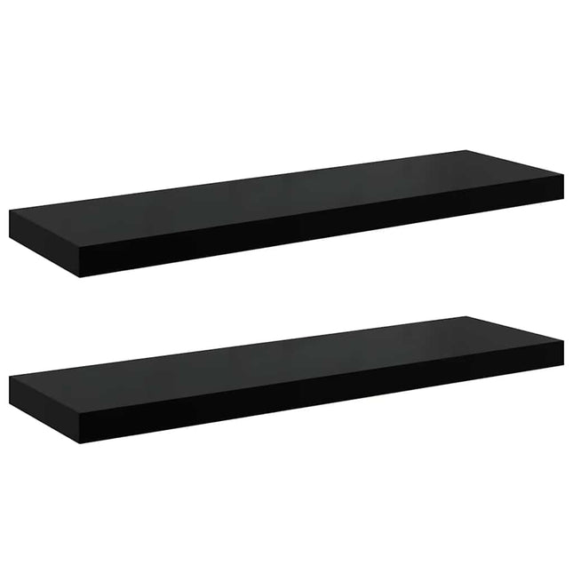 væghylder 2 stk. 80x23,5x3,8 cm MDF sort højglans