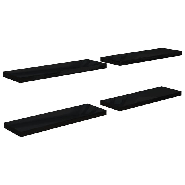 væghylder 4 stk. 80x23,5x3,8 cm MDF sort højglans