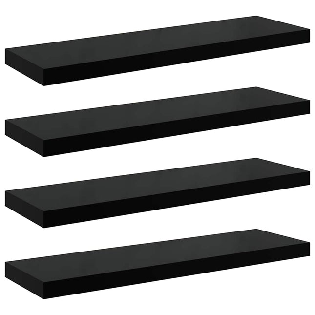væghylder 4 stk. 80x23,5x3,8 cm MDF sort højglans