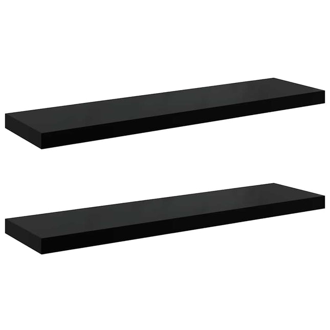 væghylder 2 stk. 90x23,5x3,8 cm MDF sort højglans