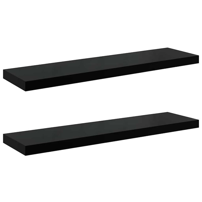 væghylder 2 stk. 90x23,5x3,8 cm MDF sort højglans