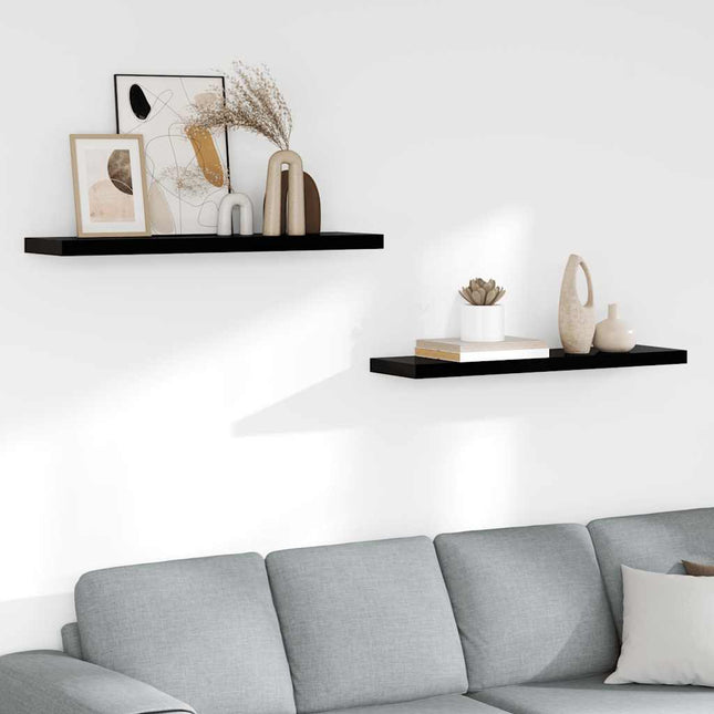 væghylder 2 stk. 90x23,5x3,8 cm MDF sort højglans