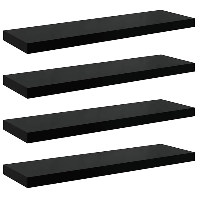 væghylder 4 stk. 90x23,5x3,8 cm MDF sort højglans