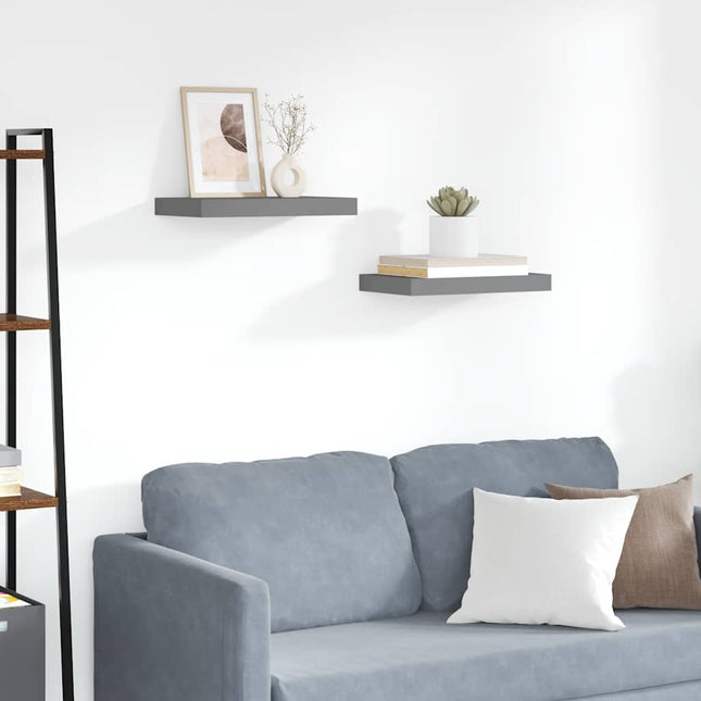 væghylder 2 stk. 40x23,5x3,8 cm MDF grå højglans