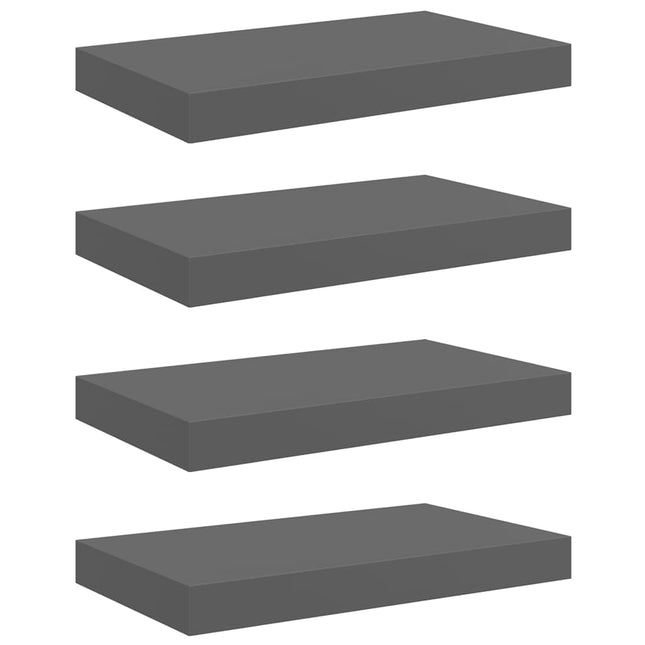 væghylder 4 stk. 40x23,5x3,8 cm MDF grå højglans