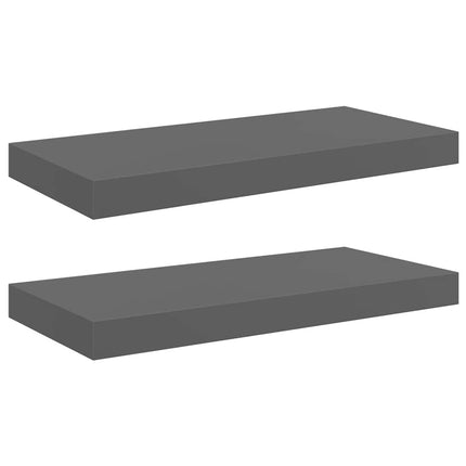 væghylder 2 stk. 50x23,5x3,8 cm MDF grå højglans