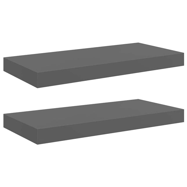 væghylder 2 stk. 50x23,5x3,8 cm MDF grå højglans