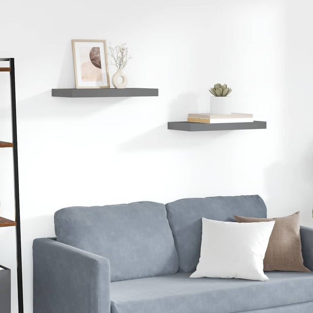 væghylder 2 stk. 50x23,5x3,8 cm MDF grå højglans
