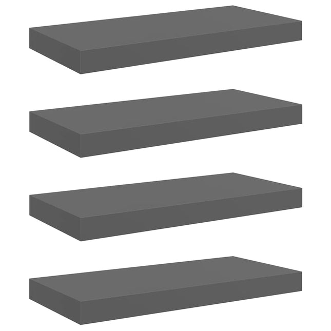 væghylder 4 stk. 50x23,5x3,8 cm MDF grå højglans