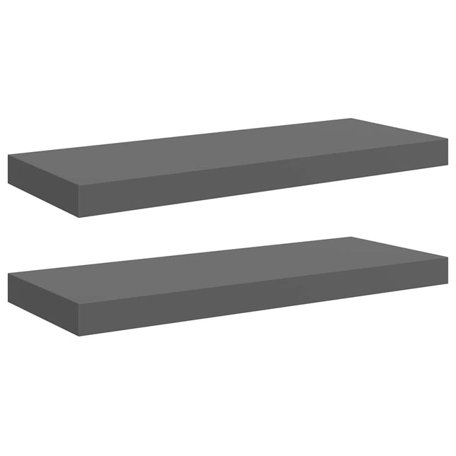 væghylder 2 stk. 60x23,5x3,8 cm MDF grå højglans