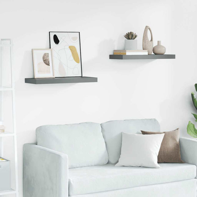 væghylder 2 stk. 60x23,5x3,8 cm MDF grå højglans