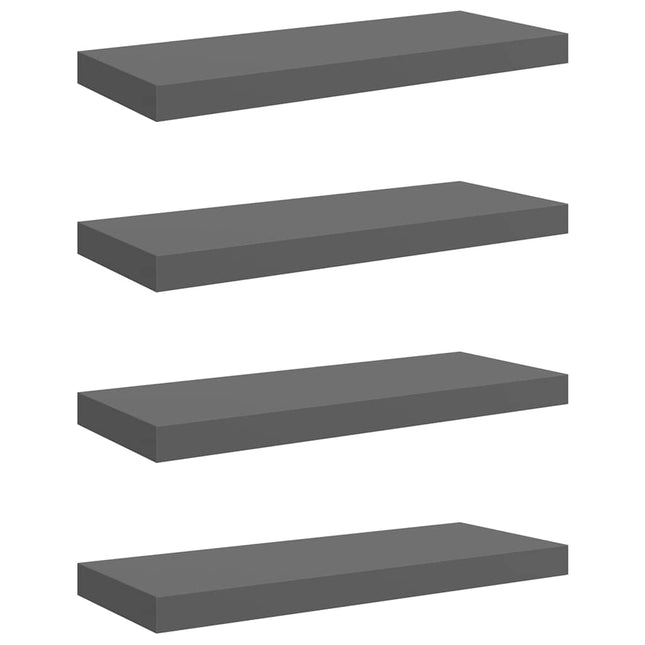 væghylder 4 stk. 60x23,5x3,8 cm MDF grå højglans