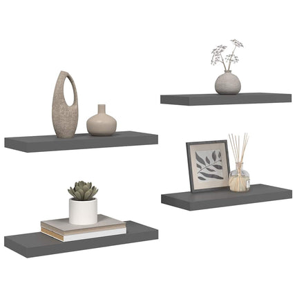 væghylder 4 stk. 60x23,5x3,8 cm MDF grå højglans