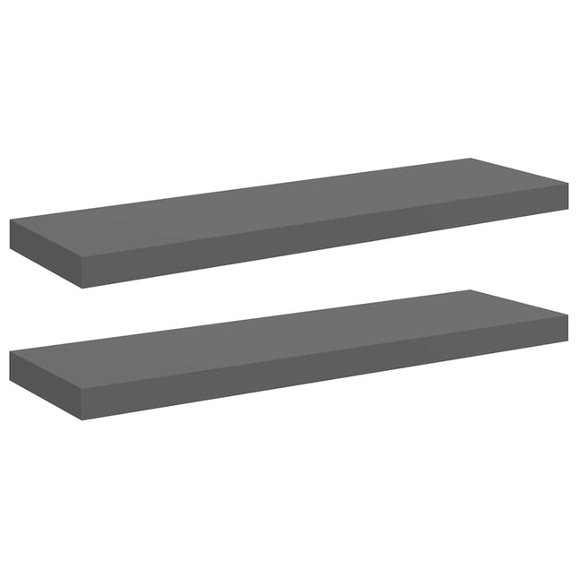væghylder 2 stk. 80x23,5x3,8 cm MDF grå højglans