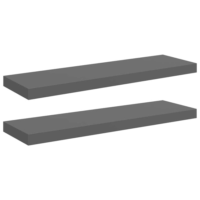 væghylder 2 stk. 80x23,5x3,8 cm MDF grå højglans